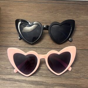 Heart-Shaped Black and Pink Sunglasses